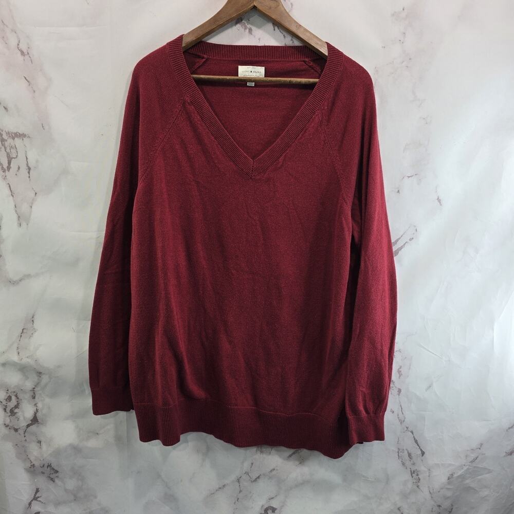 Lucky Brand Sweater Womens XXL Red V Neck Lightweight Knit